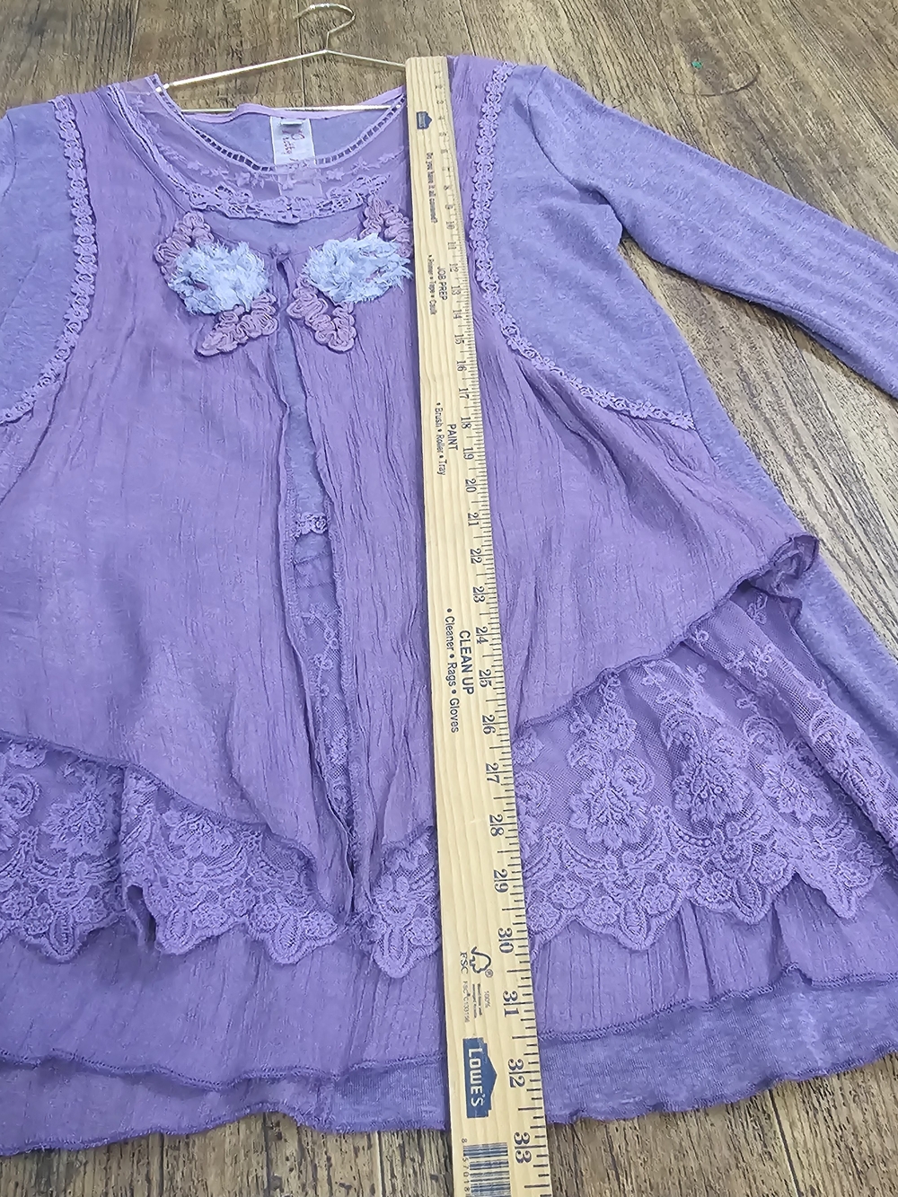 Pretty Angel Lavender Floral Appliqué Long Sleeve Tunic Whimisigoth Sz L Womens - Picture 4 of 11